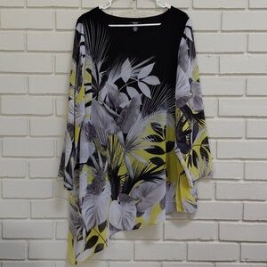 Alfani Asymmetric Floral Vibrant Flowy Tunic Top. Size 2X NWOT